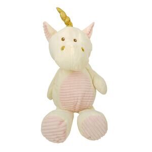 Kellytoy White Pink Unicorn Plush Rattle Stuffed Animal Toy Embroidered Eyes